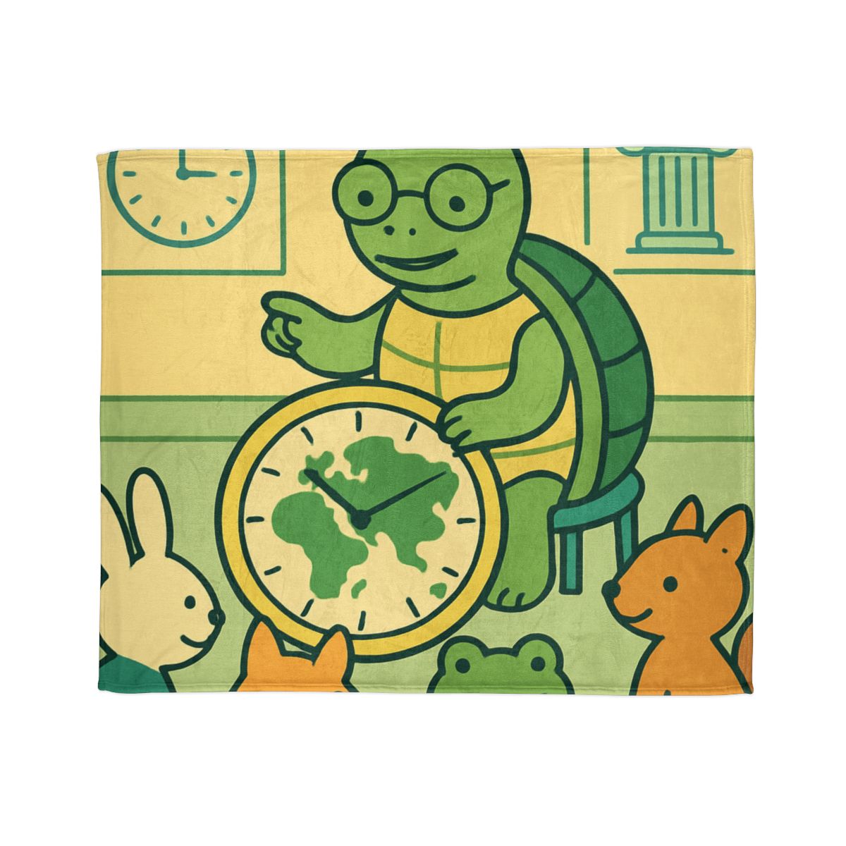 Time-Traveling Turtle School decorative home blankets