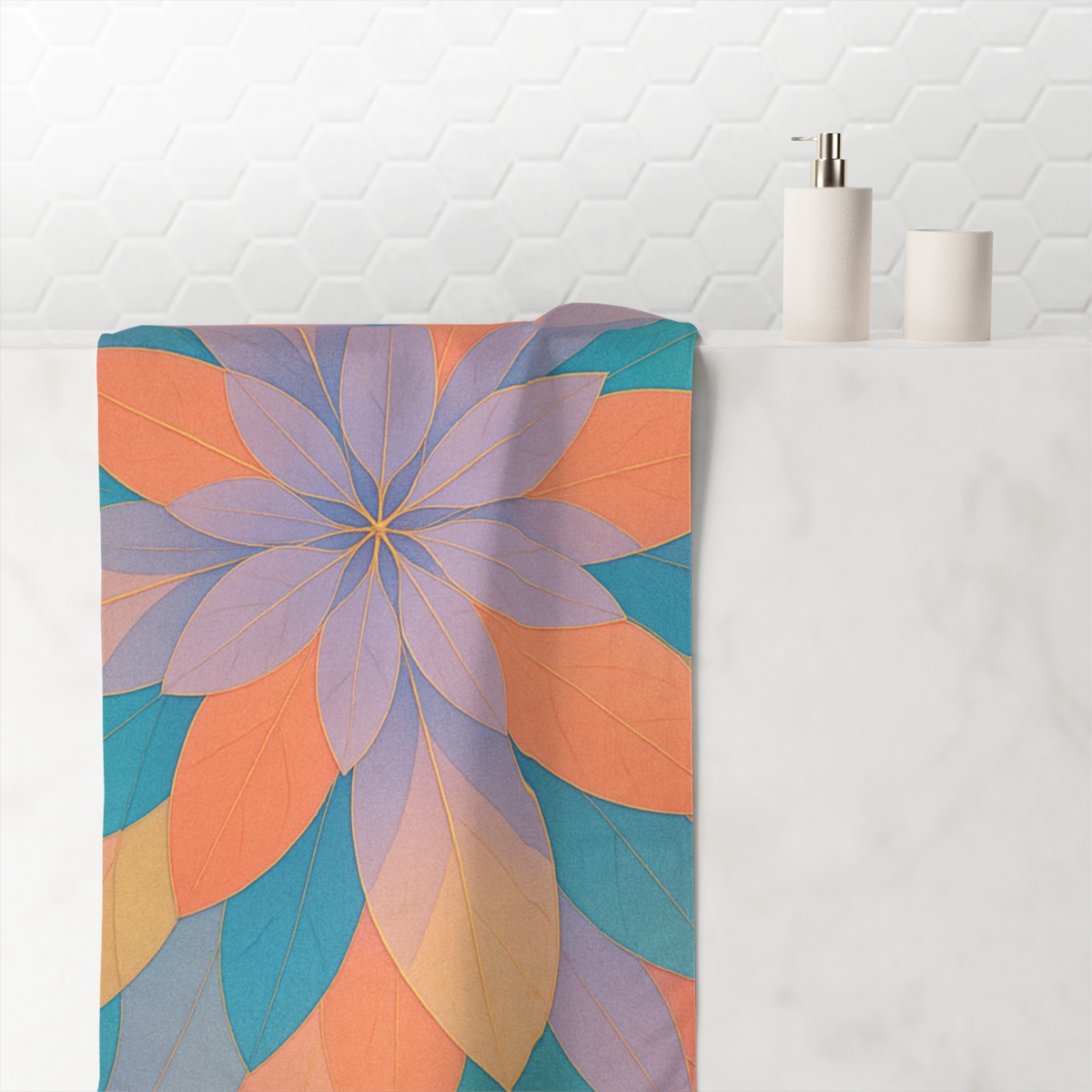 Petal Prism Overlap designer printed towels