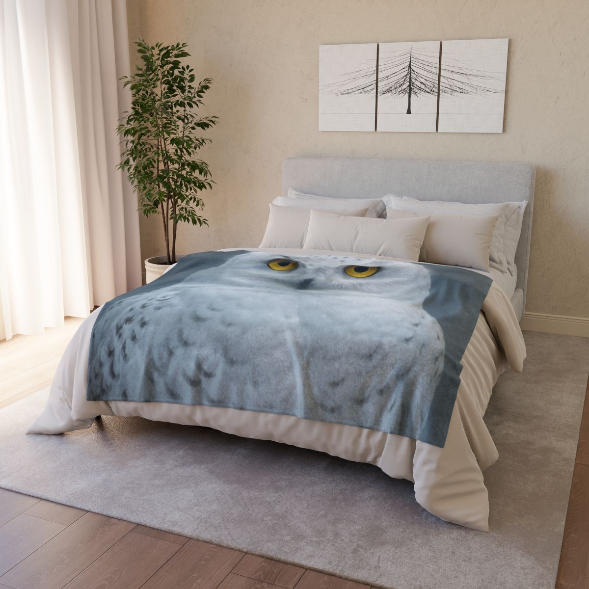 Midnight Watch Snowy Owl personalized cozy blankets