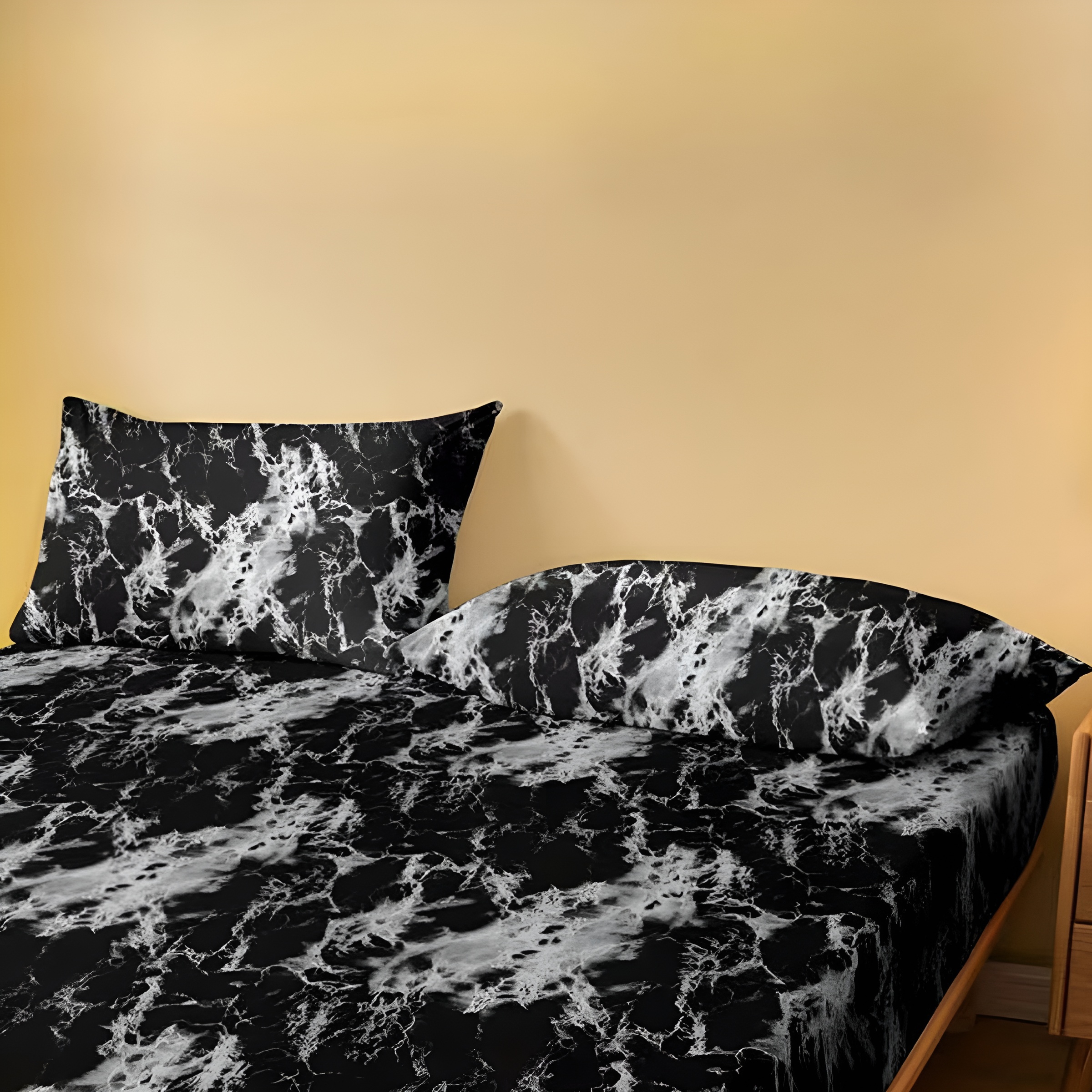 Modern Dark Mineral Pattern Fitted Sheet