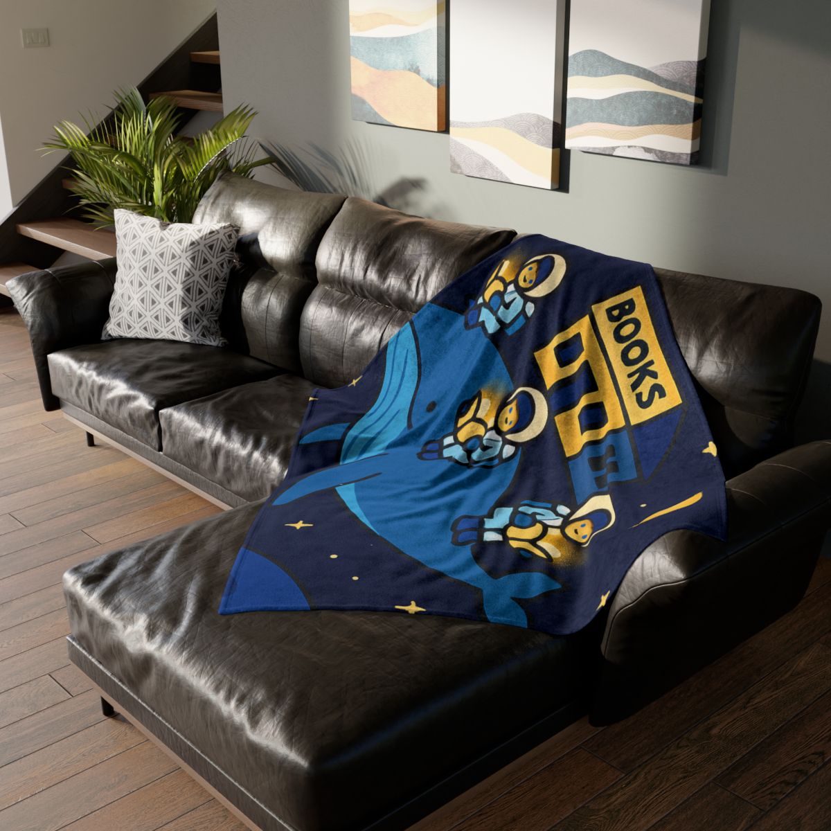 Starlight Library On A Floating Whale trendy patterned blankets