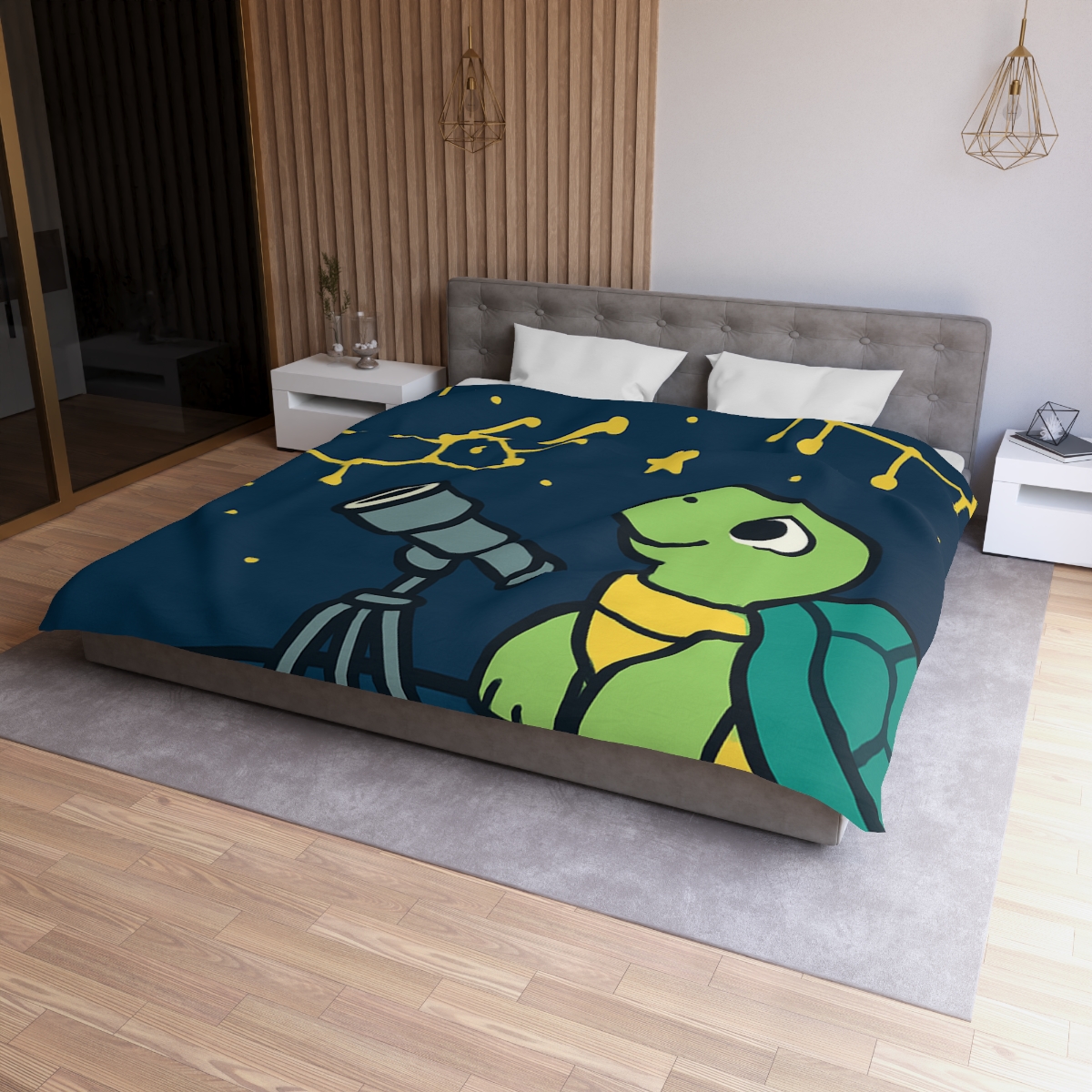 Stargazing Space Turtle stylish duvet covers