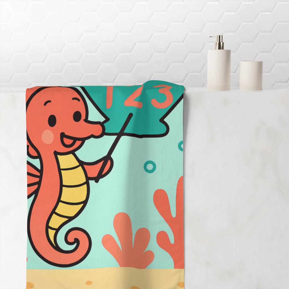 Coral Classroom Seahorse decorative home towels
