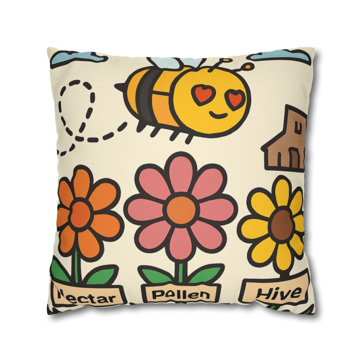 Robot Bee Pollination Map trendy patterned pillow cases