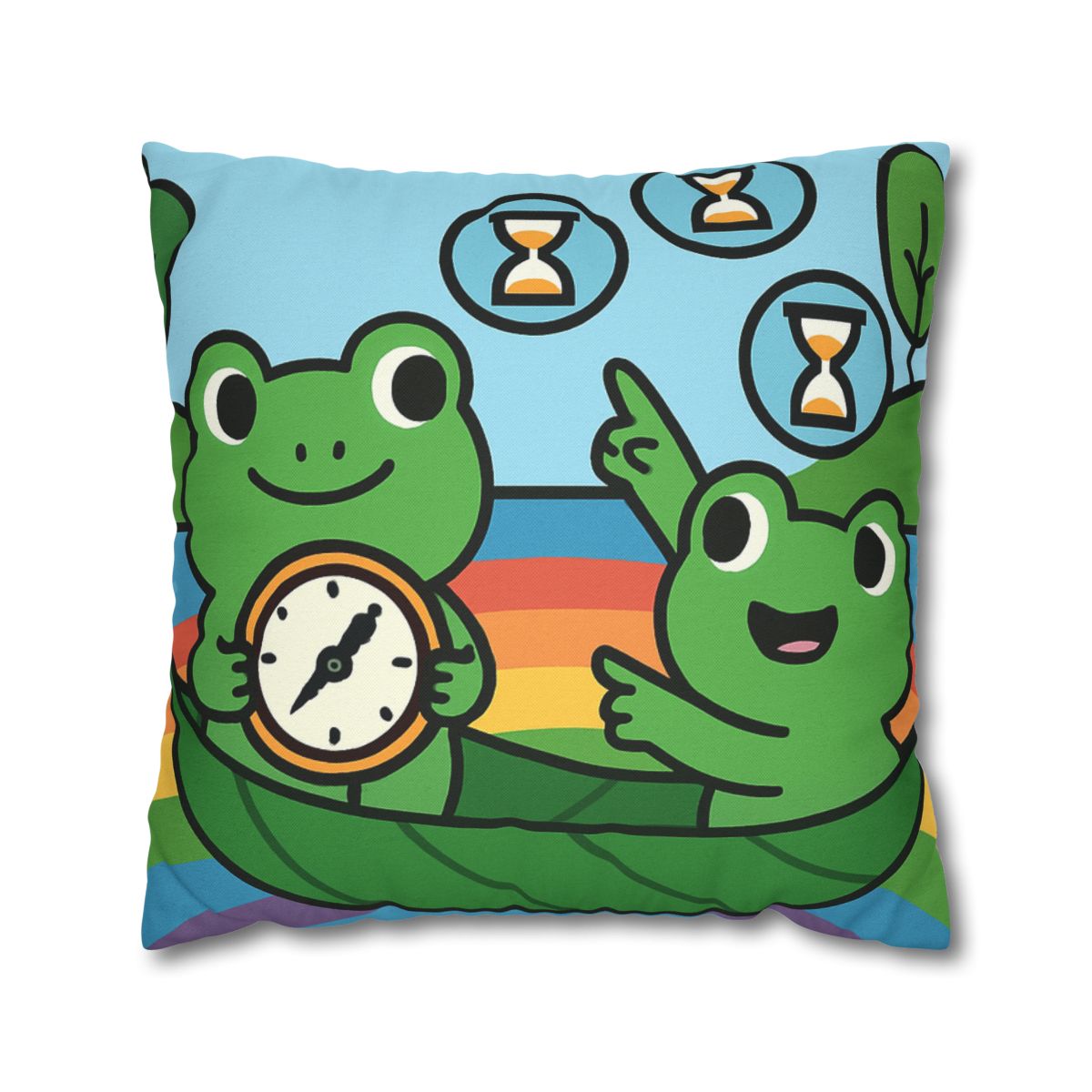 Rainbow River Time Travel Frogs custom pillow cases