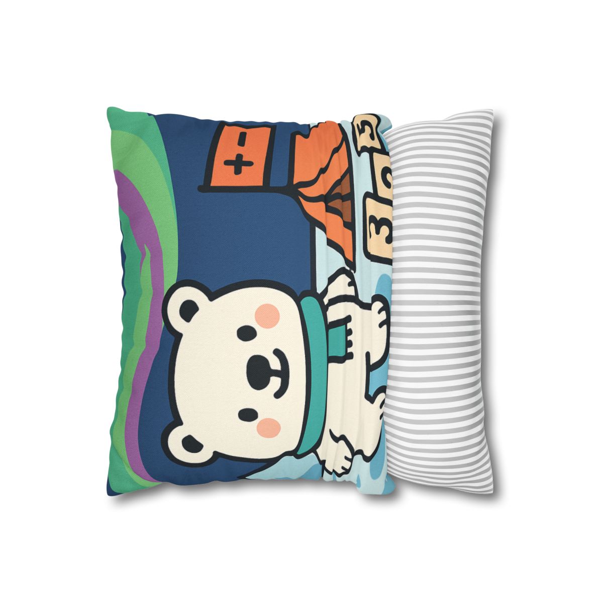 Polar Bear Aurora Math Camp designer print pillow cases