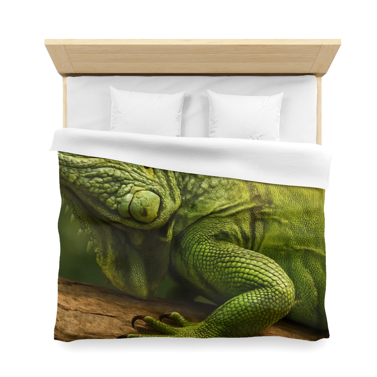 Verdant Stillness Green Iguana personalized bedding duvets