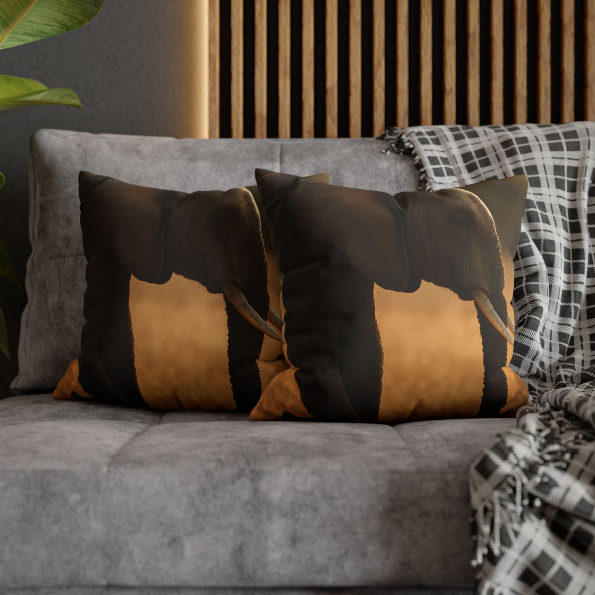 Gilded Horizon African Elephant soft cotton pillow cases