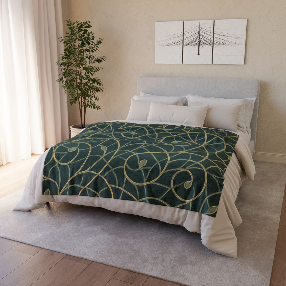 Tendril Lace Network soft fleece blankets