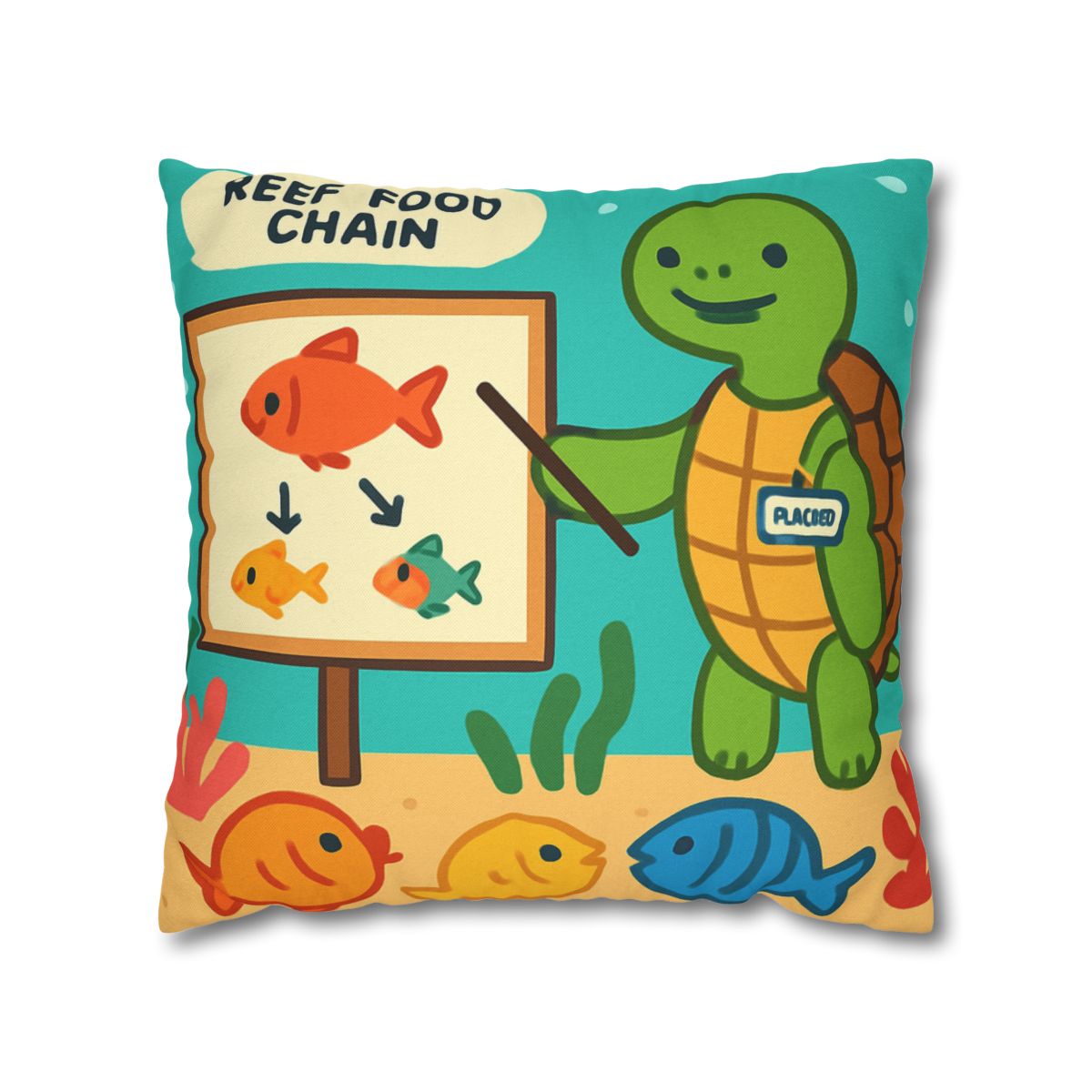 Coral Classroom Sea Turtle Guide trendy patterned pillow cases