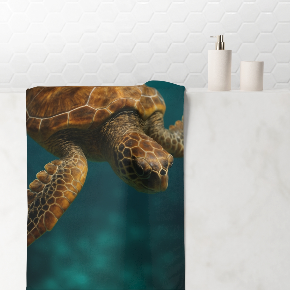 Loggerhead Sea Turtle Starlit Drift personalized bath towels