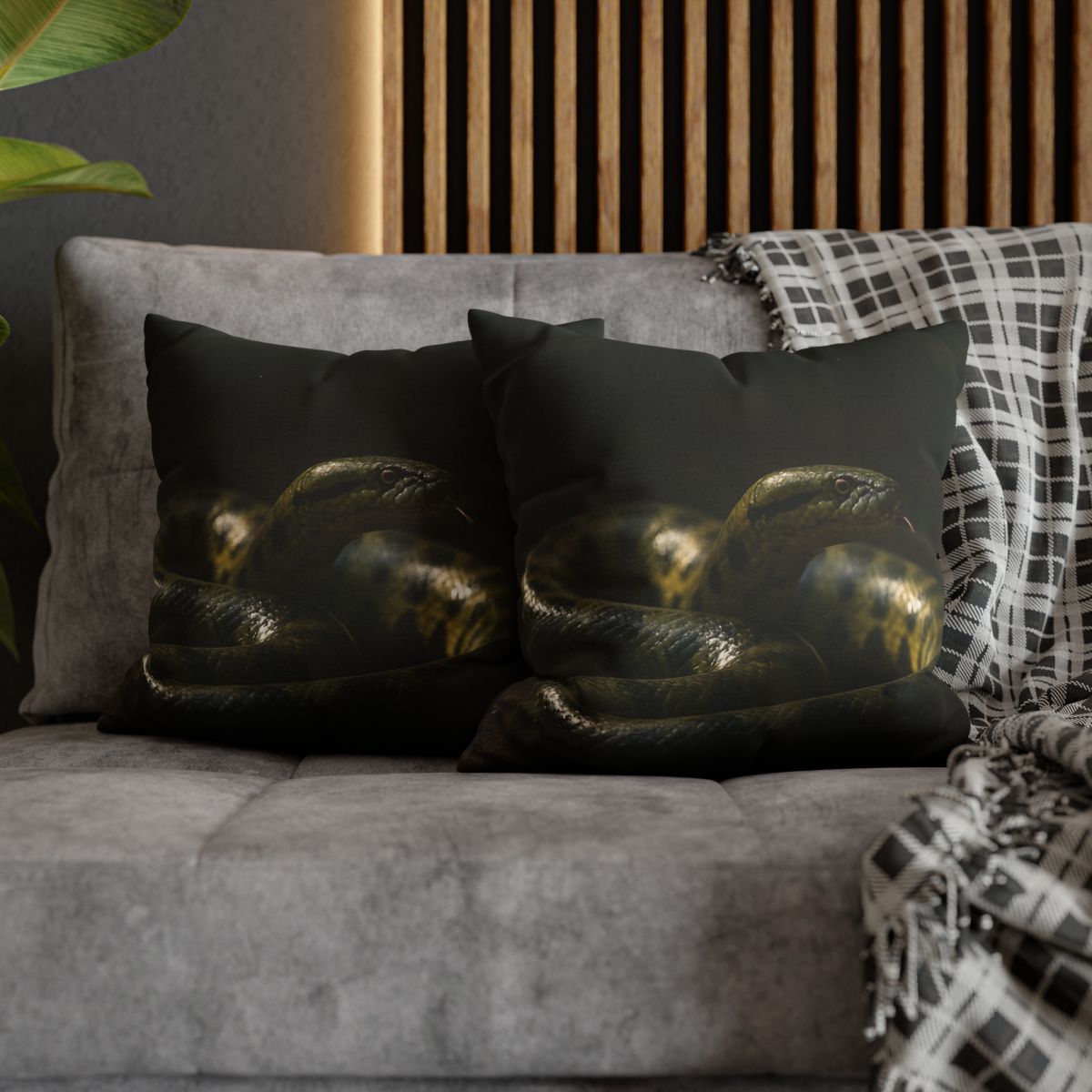 Shadow Ribbon Green Anaconda custom pillow cases