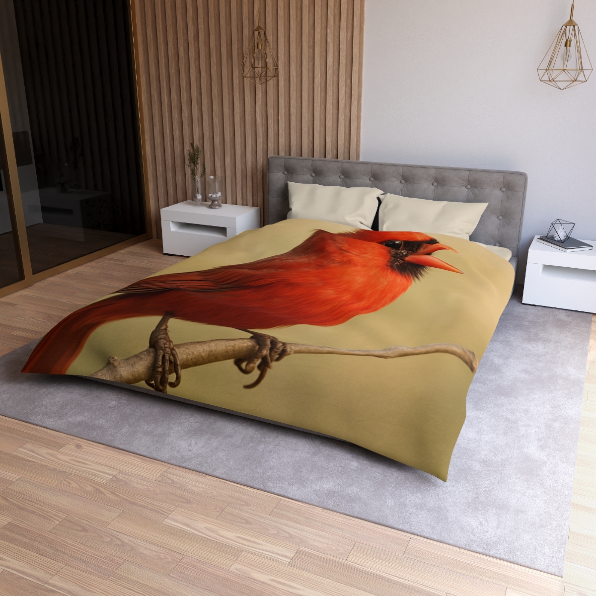 Crimson Hymn Cardinal designer printed duvets