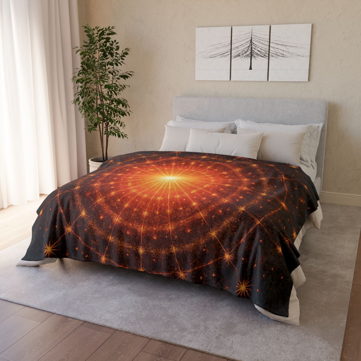 Photon Burst Mandala designer printed blankets