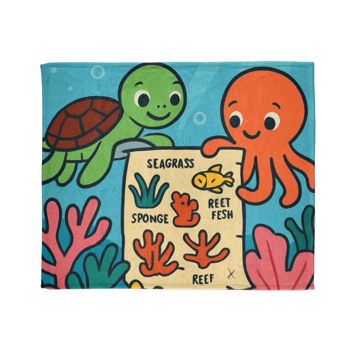 Coral Reef Map Makers decorative home blankets