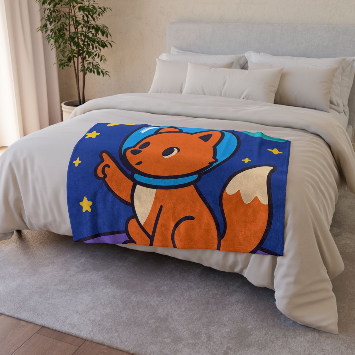 Stargazing Space Fox custom blankets
