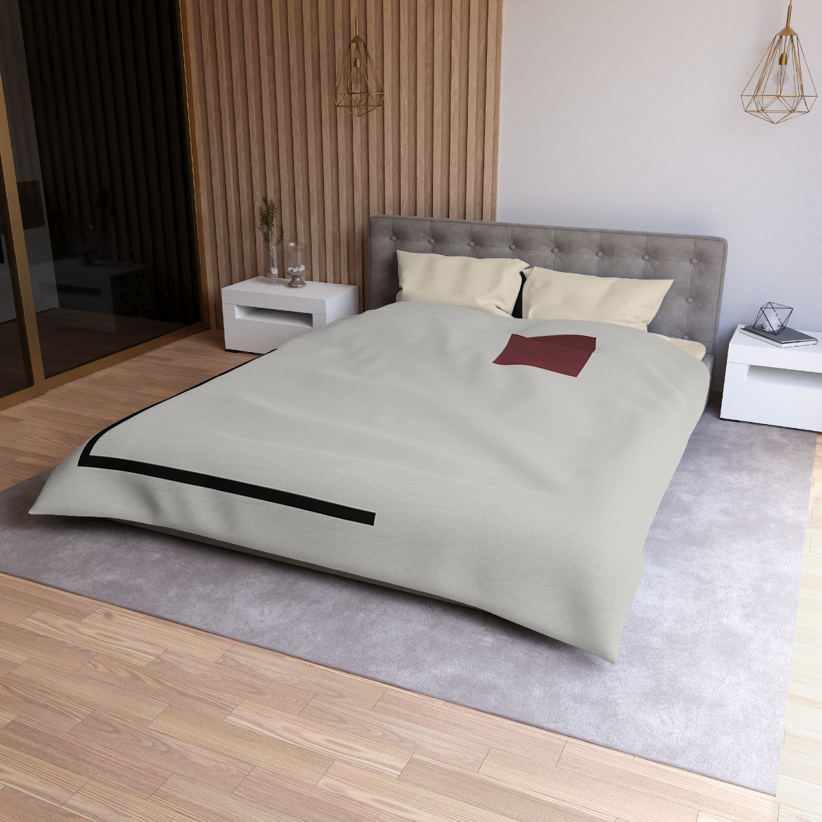 Corner Frame With Floating Square personalized bedding duvets