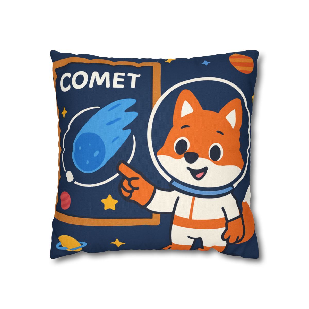 Comet Classroom With Curious Space Fox soft cotton pillow cases