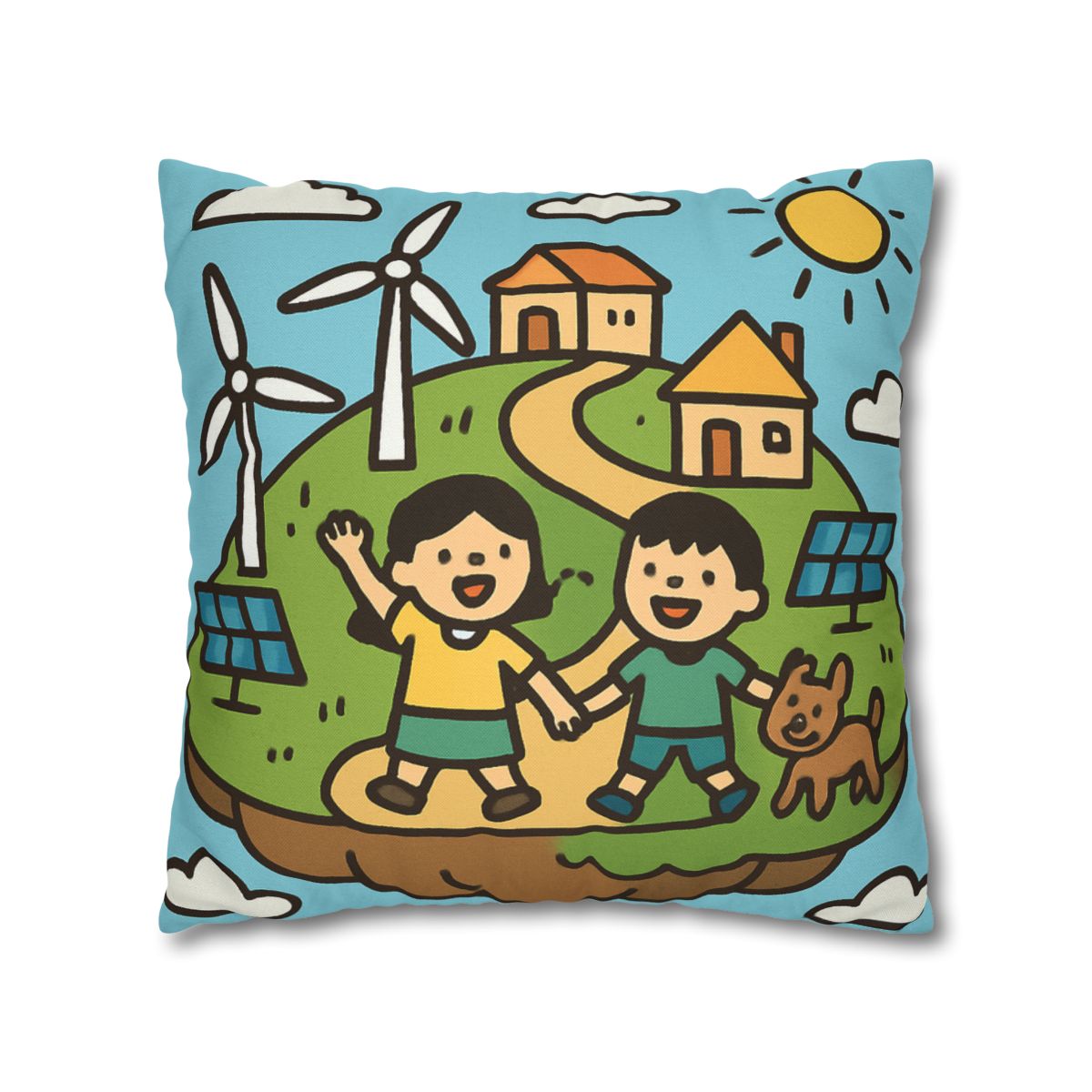 Floating Eco City Sky Island soft cotton pillow cases