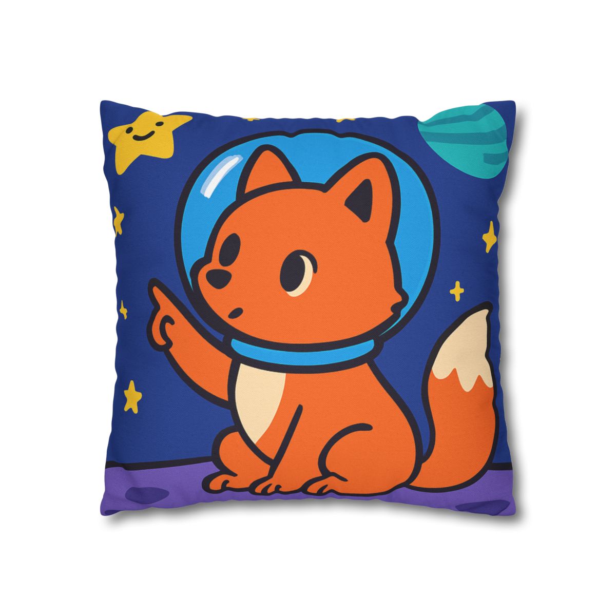 Stargazing Space Fox designer print pillow cases