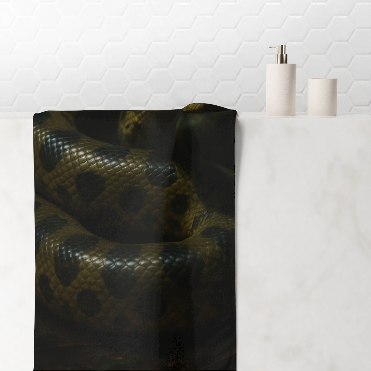 Midnight Coil Green Anaconda comfortable face towels