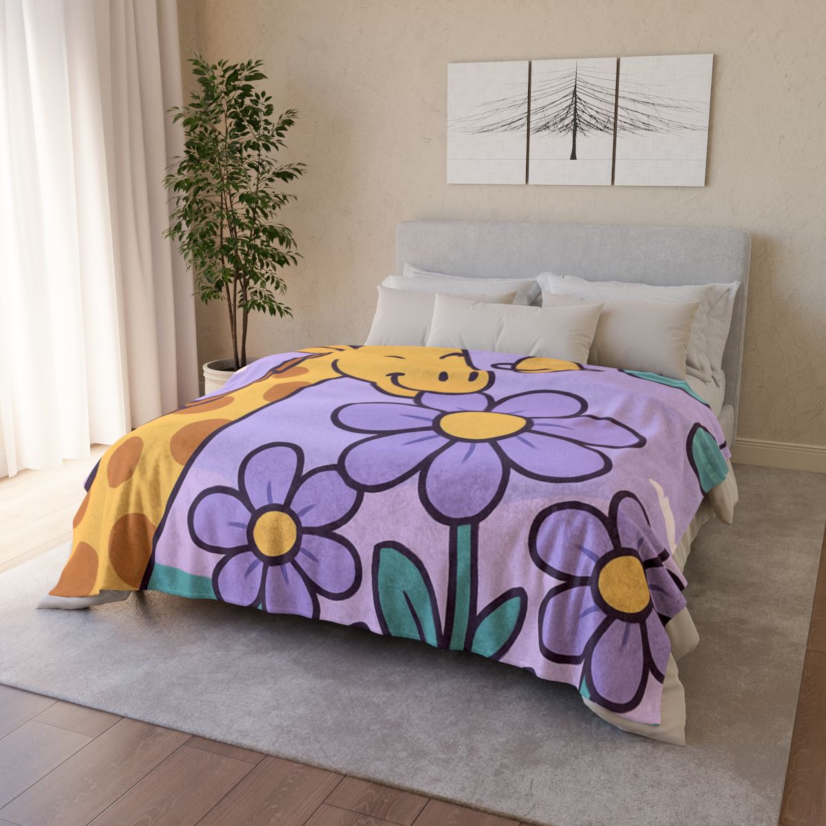 Galaxy Garden Giraffe custom blankets