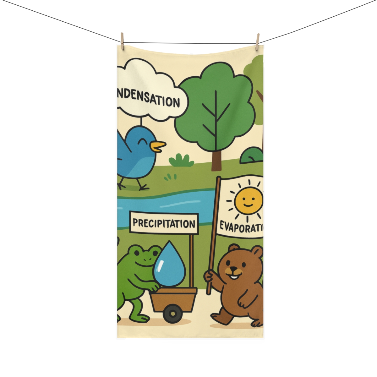 Forest Rain Cycle Parade With Helpful Animals trendy hand towels