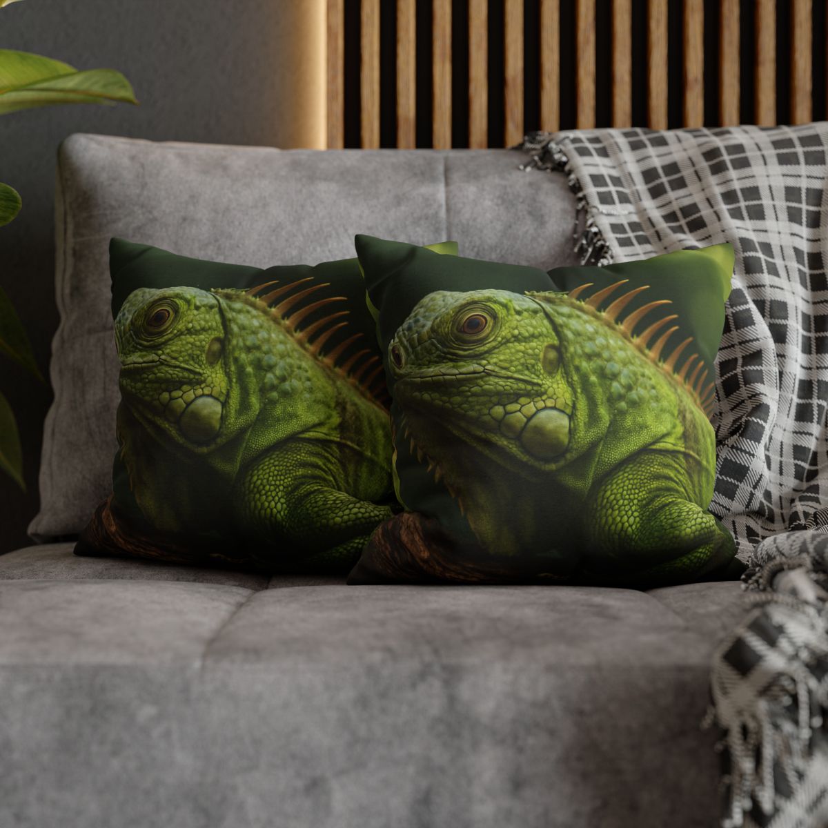 Verdant Gaze Green Iguana soft cotton pillow cases