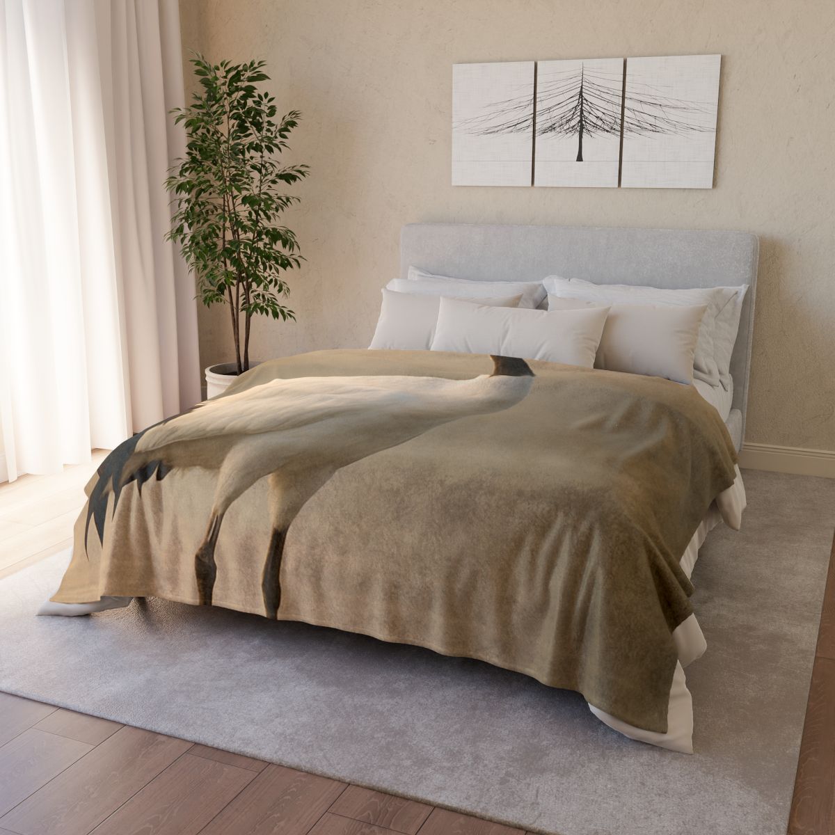 Dawn Balance Red Crowned Crane stylish throw blankets