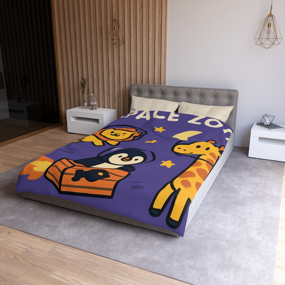 Starry Space Zoo personalized bedding duvets