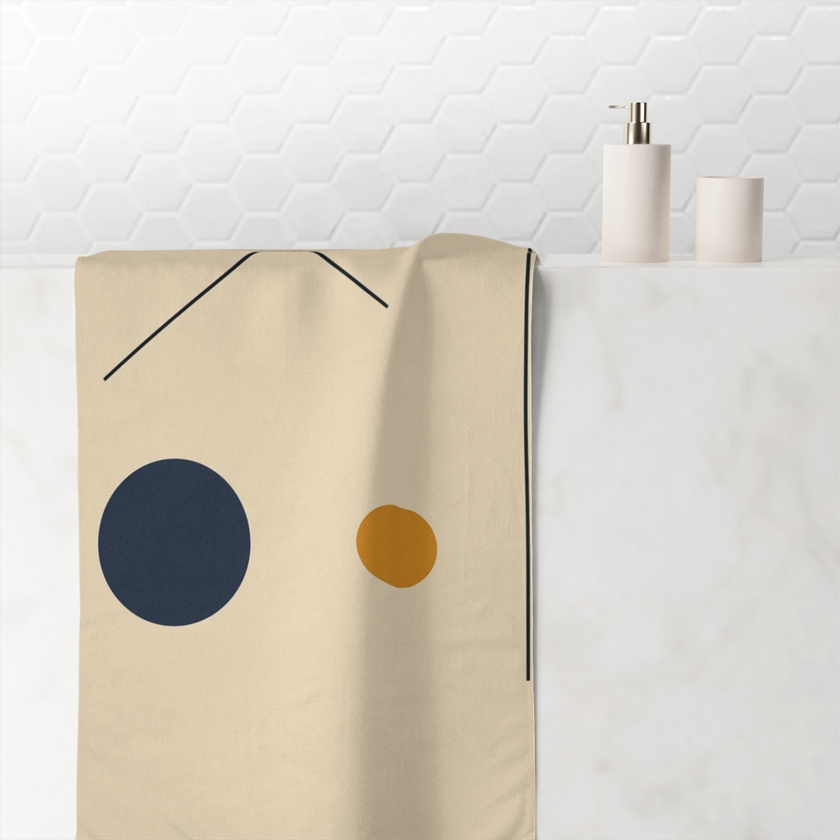 Crossing Lines With Twin Discs Balance designer printed towels