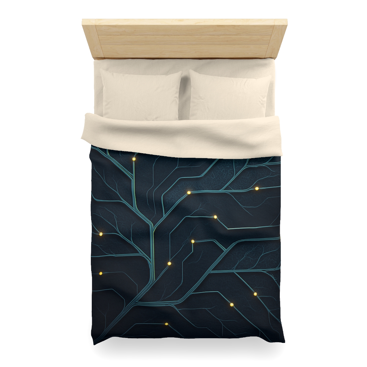 Leaf Vein Circuit Filigree designer printed duvets