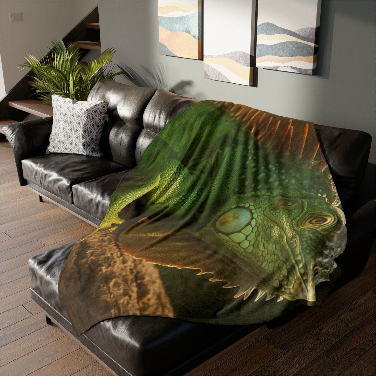 Sunlit Perch Green Iguana warm winter blankets