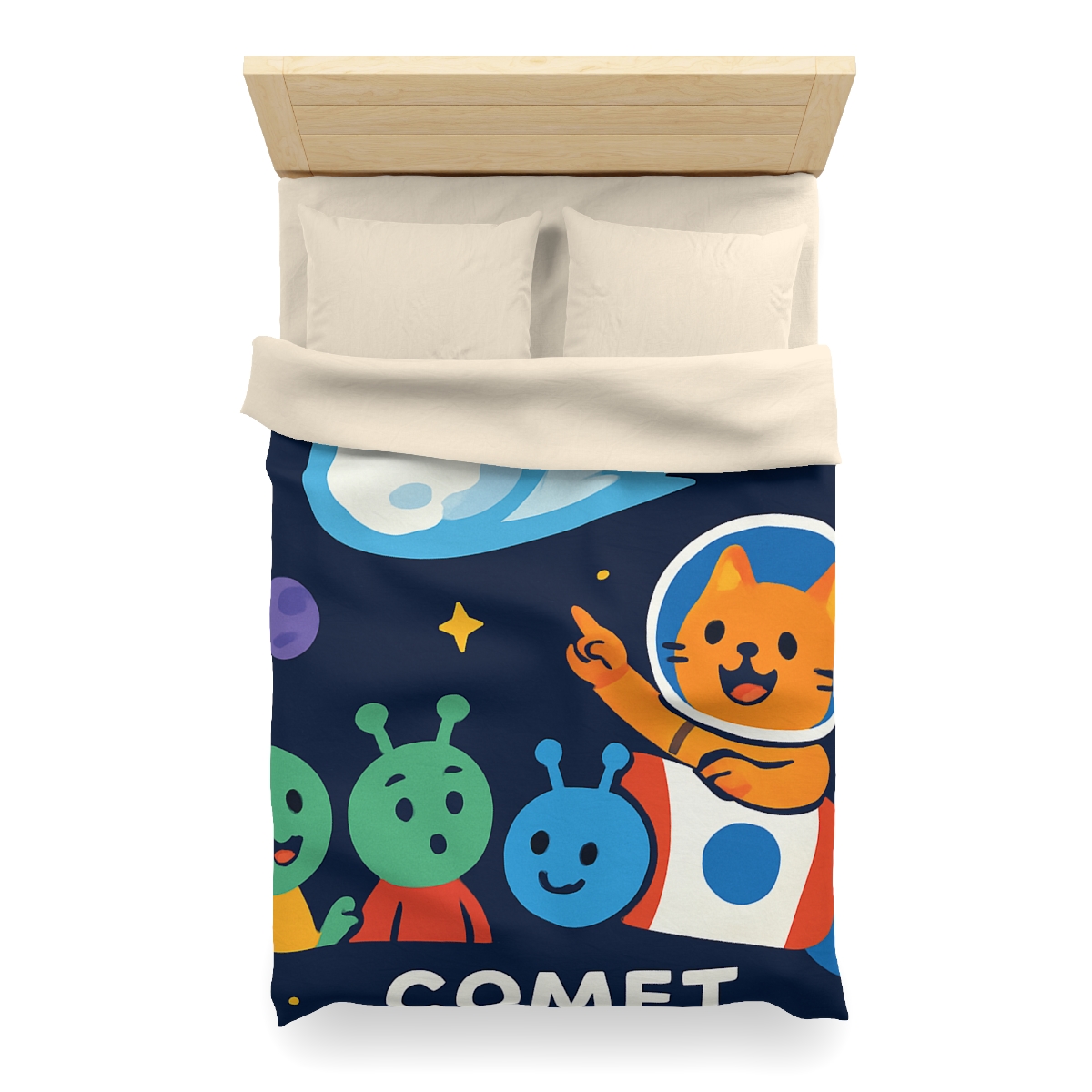 Comet Classroom With Captain Cat personalized bedding duvets