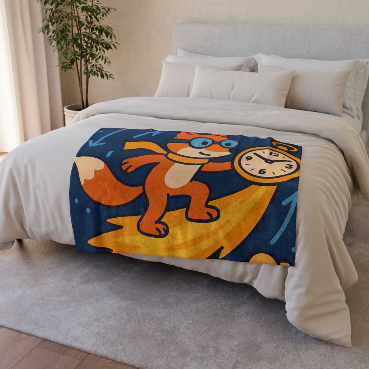 Time Traveling Comet Fox designer printed blankets