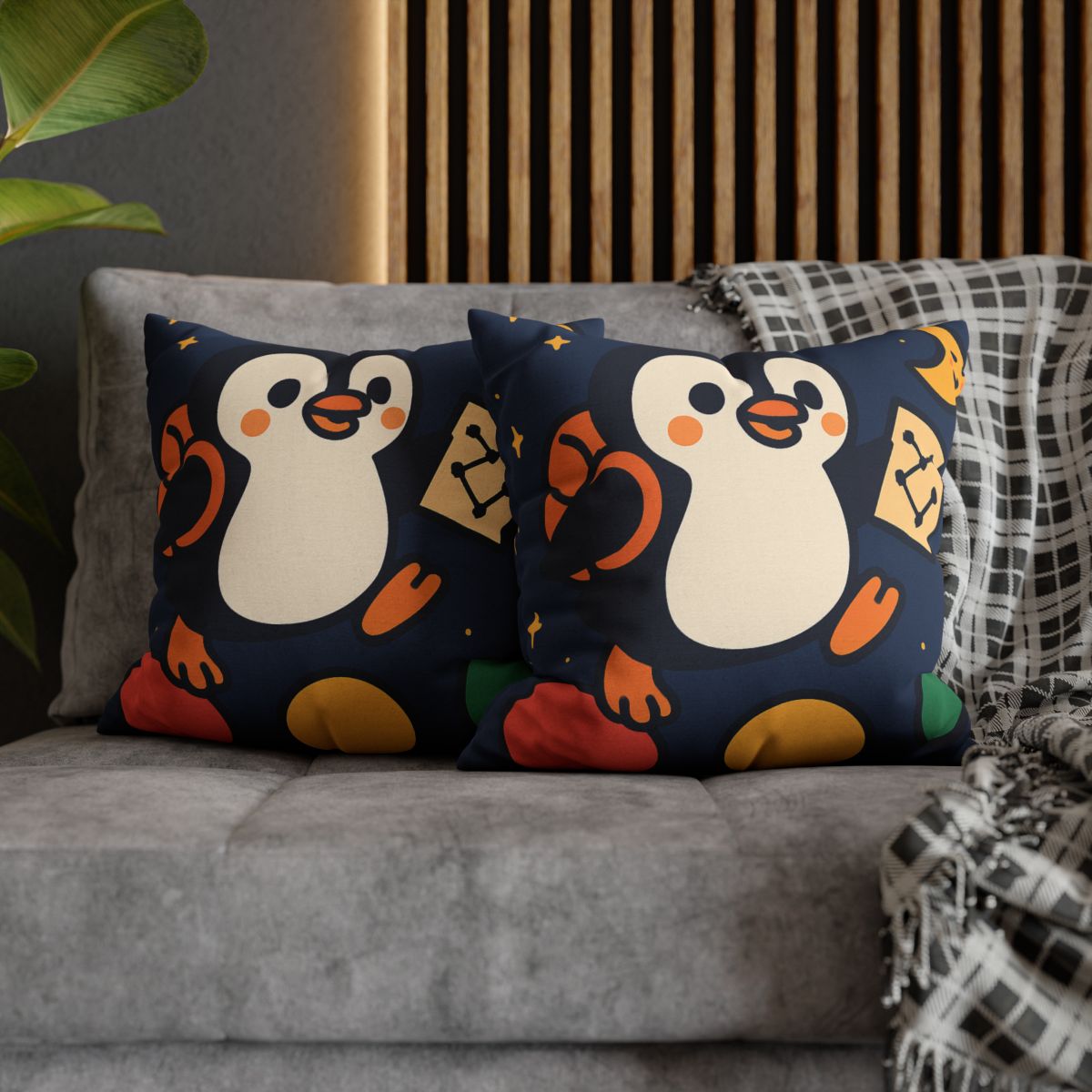 Planet Hopping Penguin Explorer comfortable bedding pillow covers