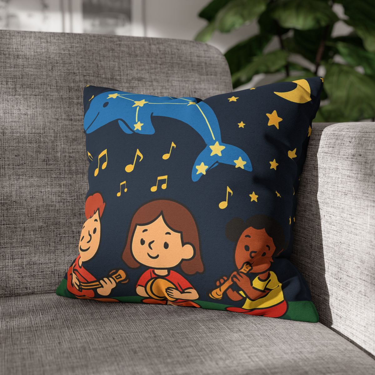 Starlight Orchestra Of The Dolphin Constellation designer print pillow cases
