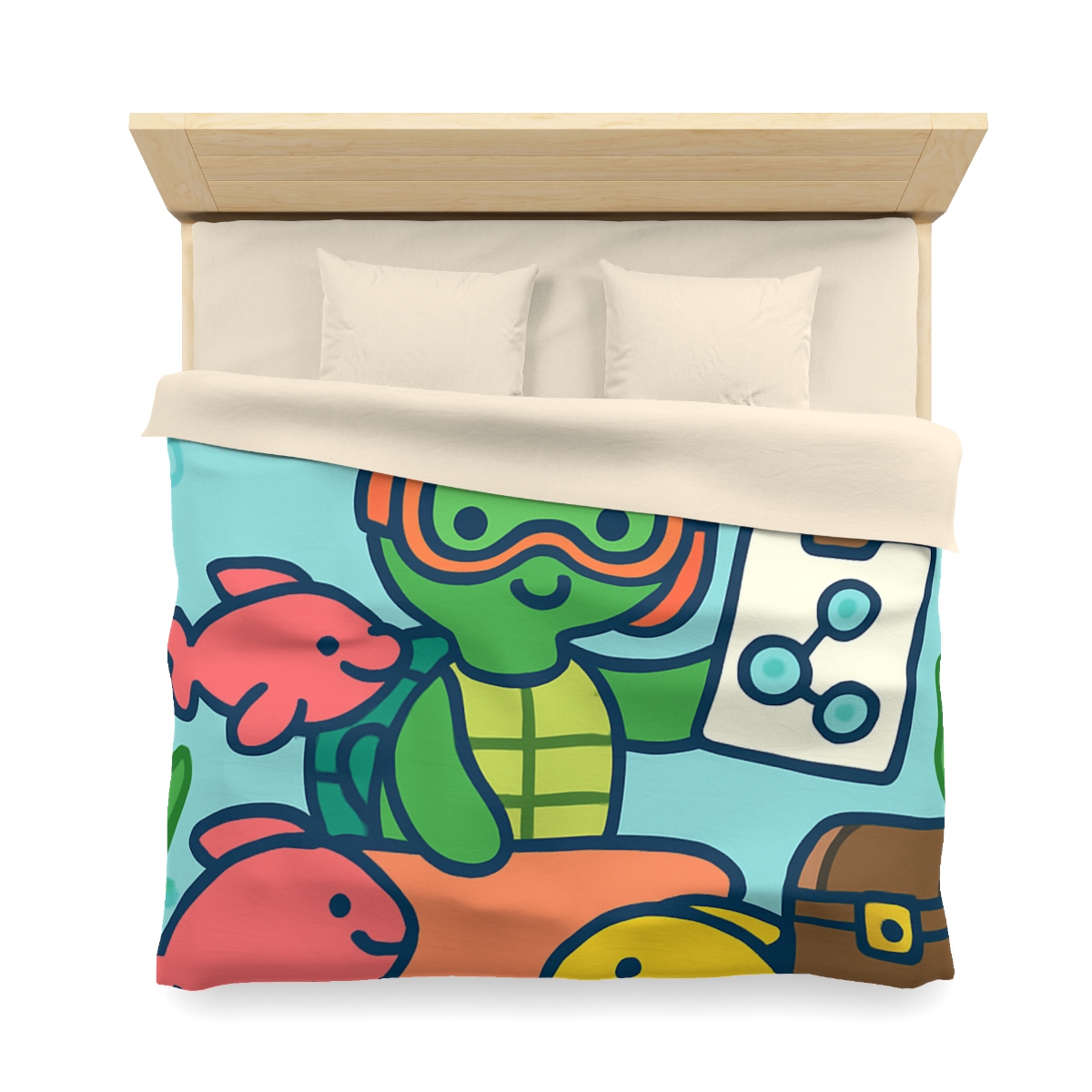 Coral Reef Science Club Turtle personalized bedding duvets