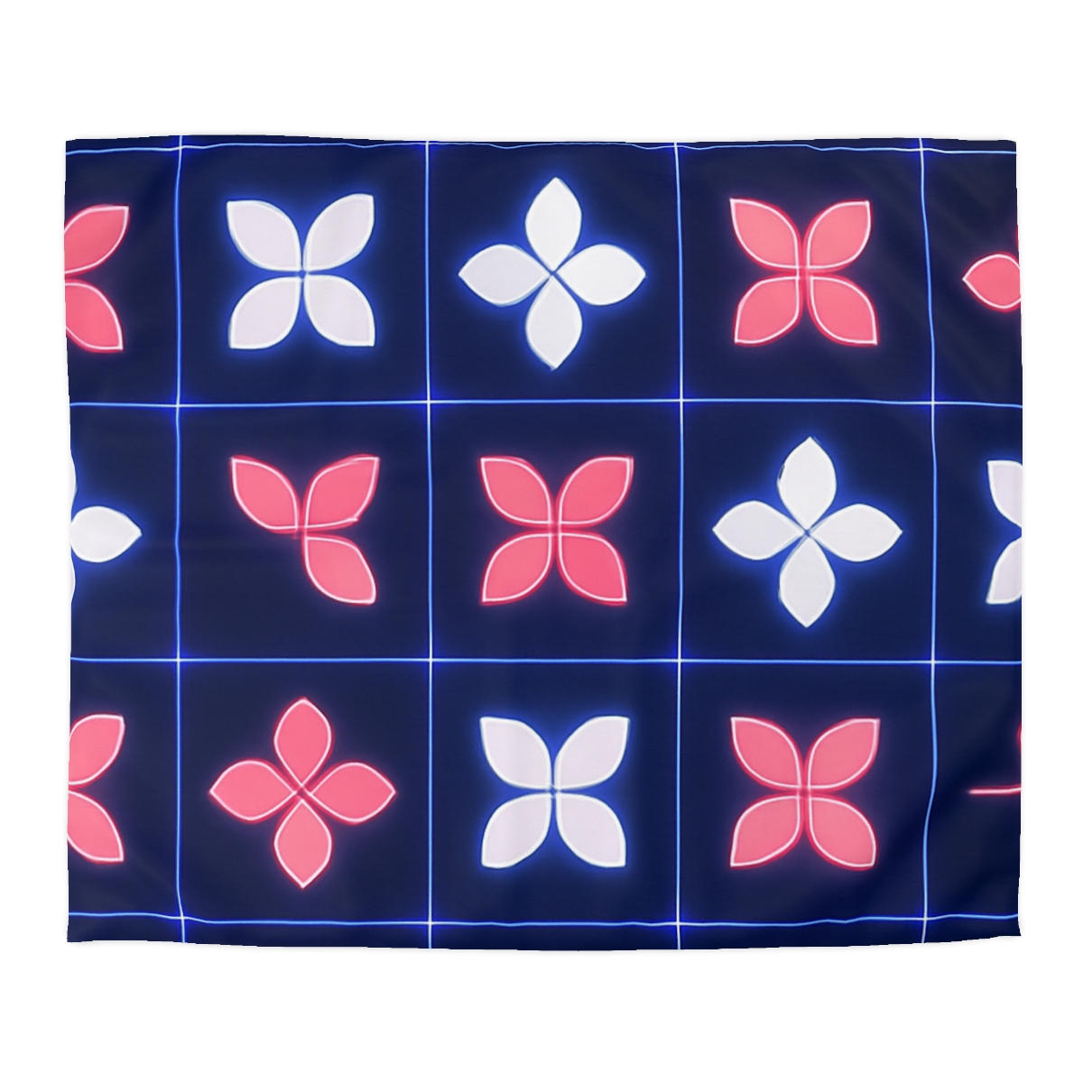 Quantum Blossom Grid designer printed duvets