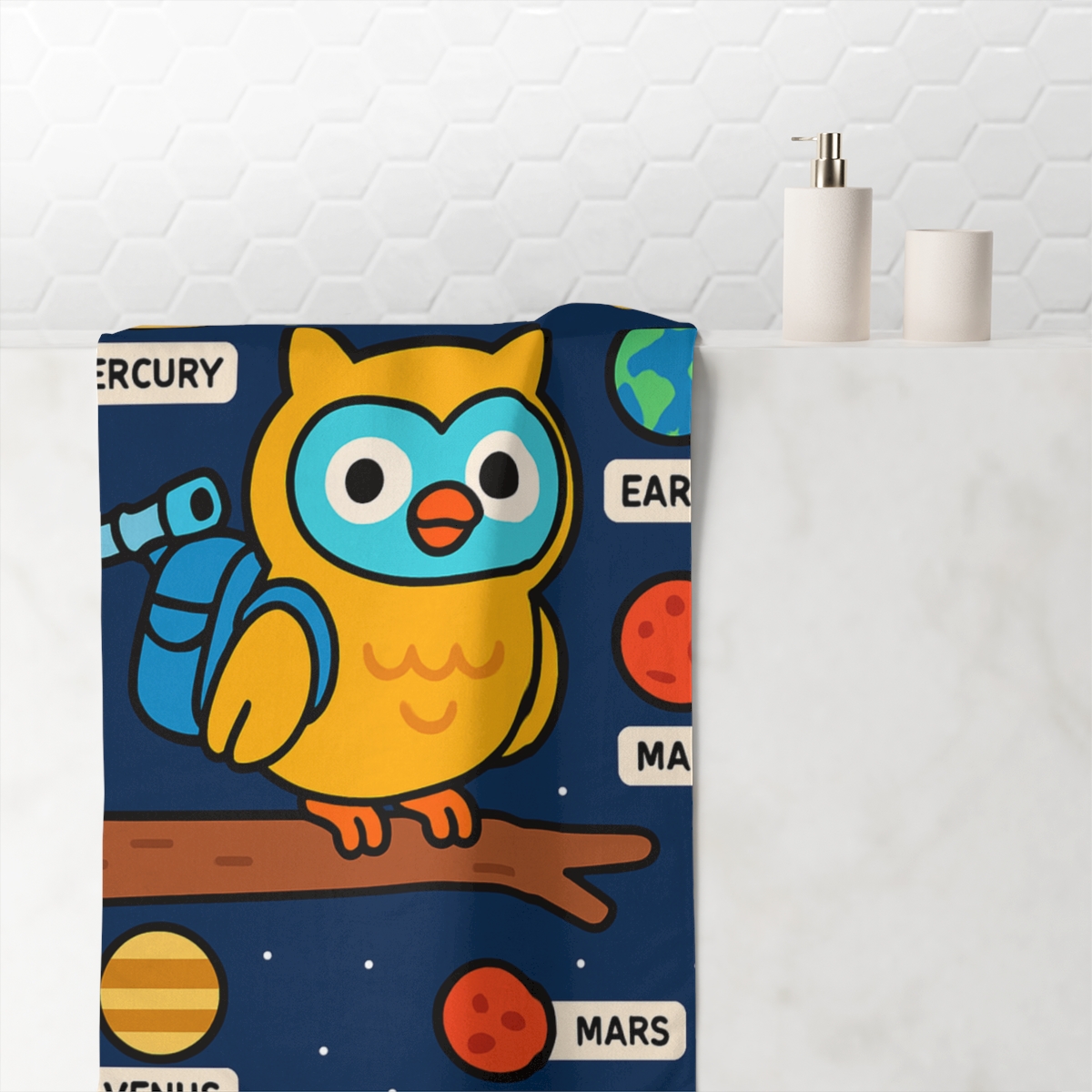 Robot Owl Astronomy Club comfortable face towels