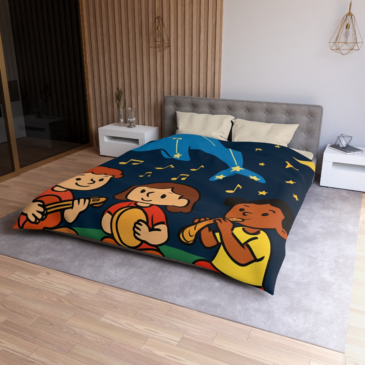 Starlight Orchestra Of The Dolphin Constellation unique patterned duvets