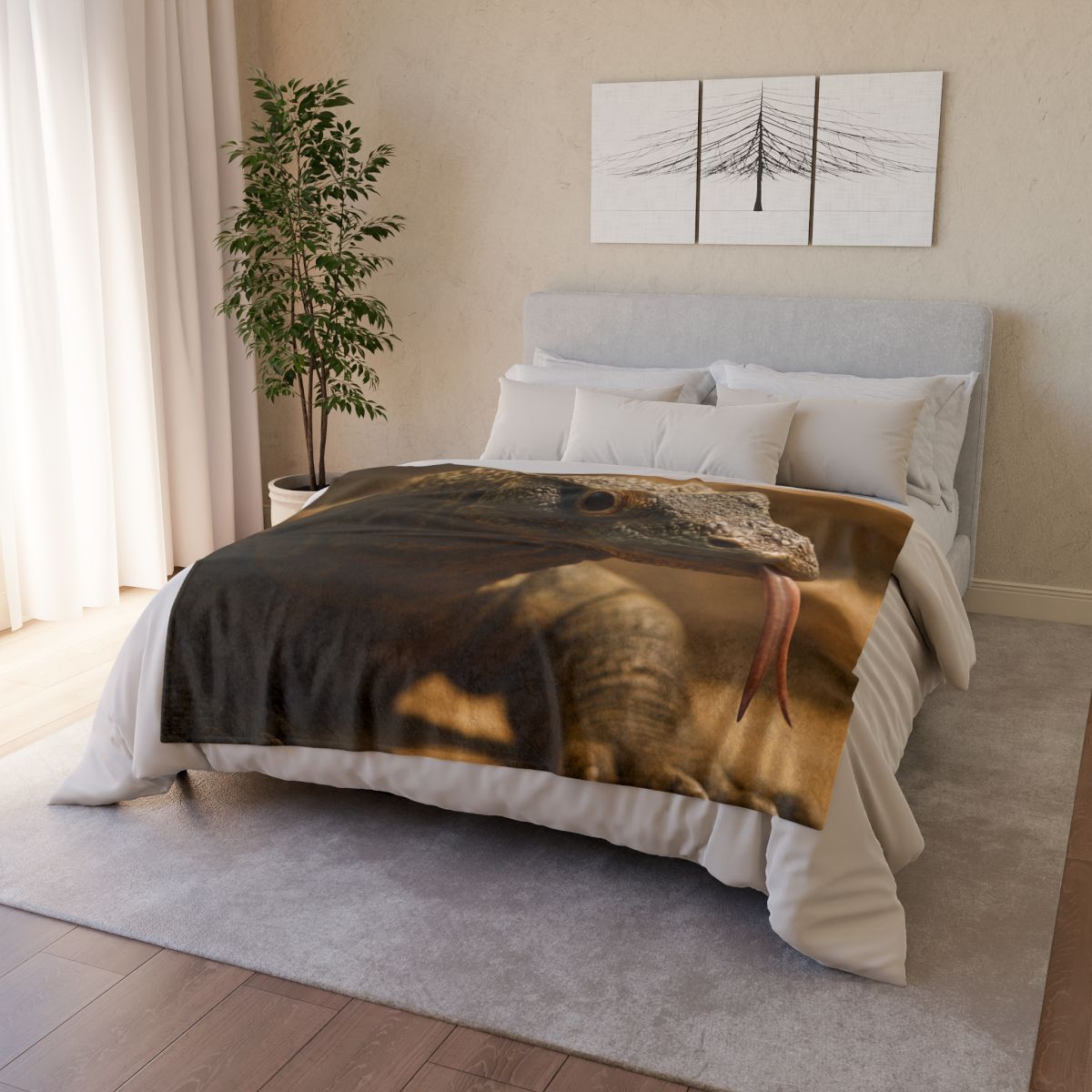 Ancient Sentinel Komodo Dragon custom blankets