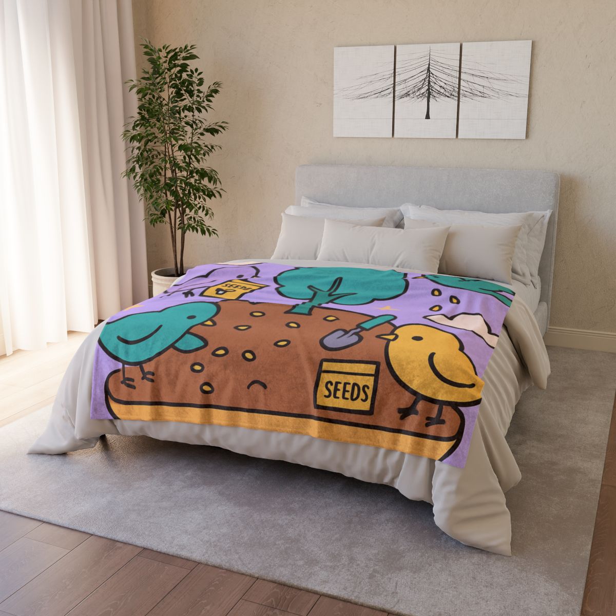 Galaxy Garden Aviary soft fleece blankets