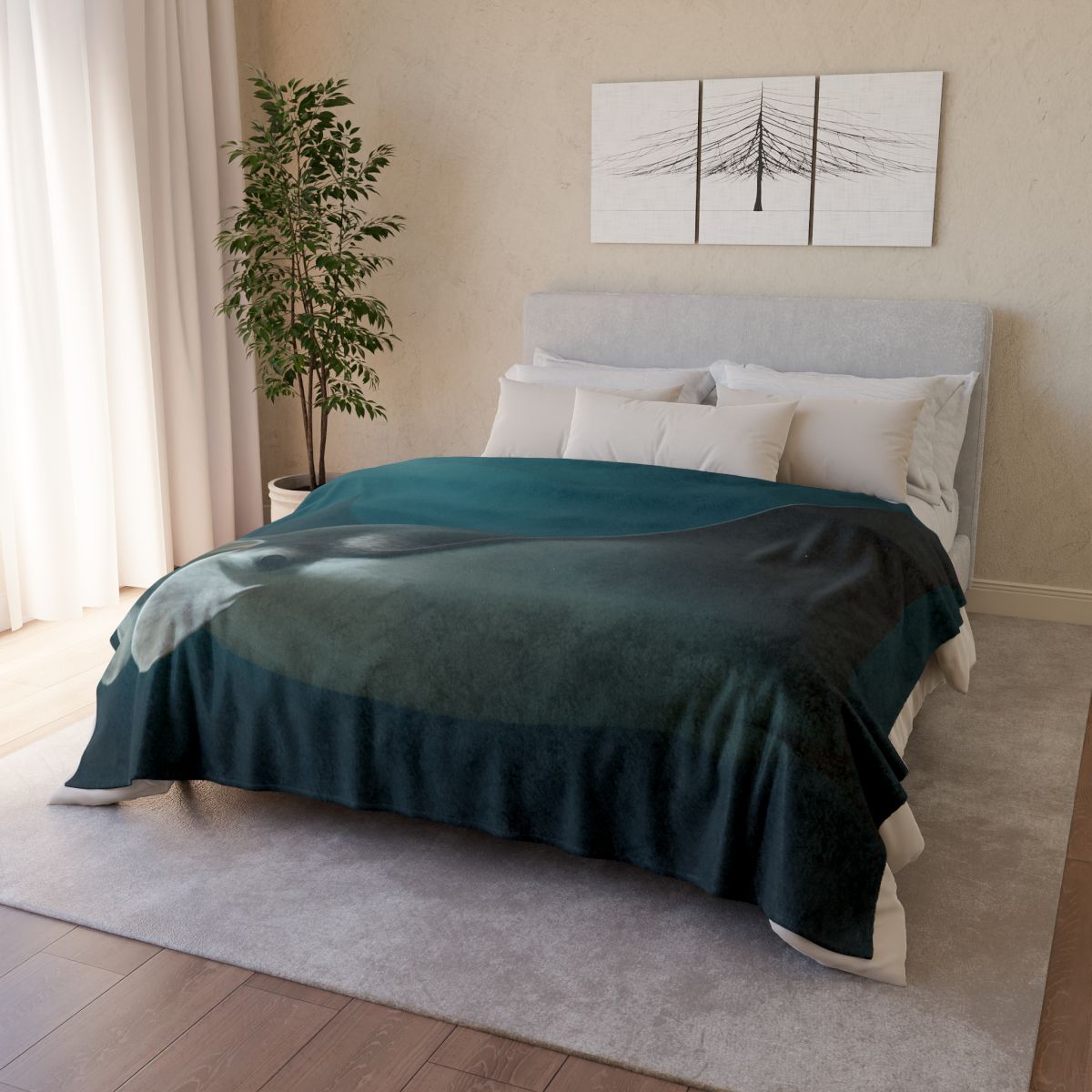 Starlit Glide Manta Ray designer printed blankets