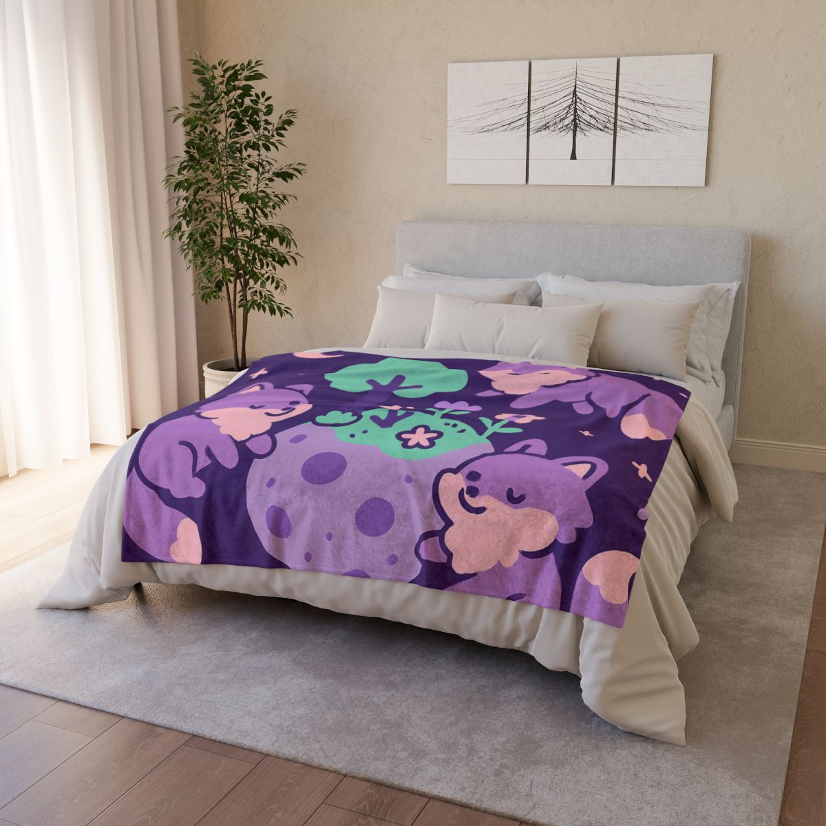 Galaxy Garden Of Floating Foxes decorative home blankets