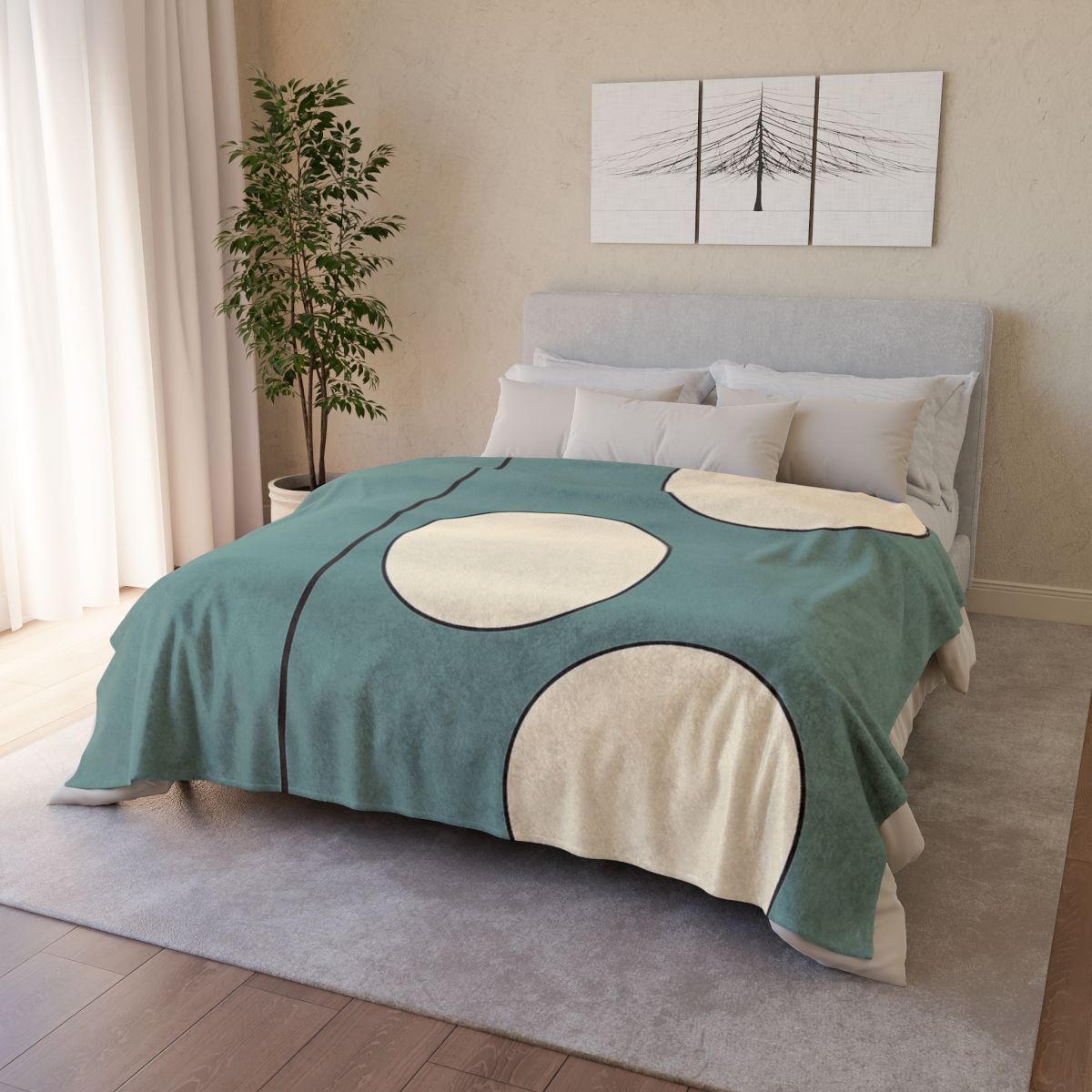Staggered Trio Of Circles With Thin Divider soft fleece blankets