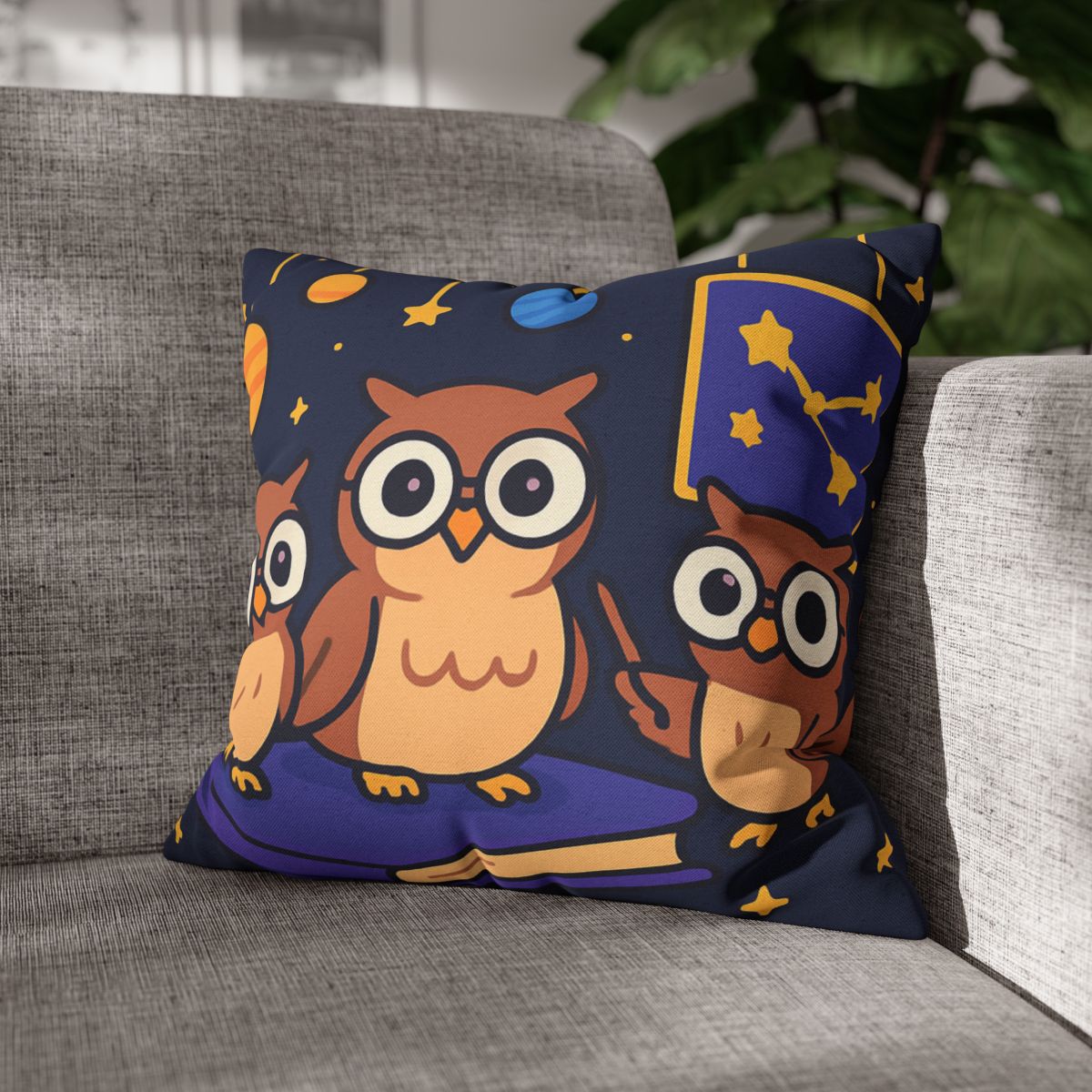 Galaxy Library Of The Wise Owls trendy patterned pillow cases
