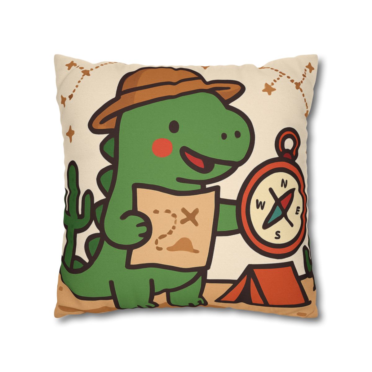 Desert Dino Map Quest With Compass And Constellations soft cotton pillow cases