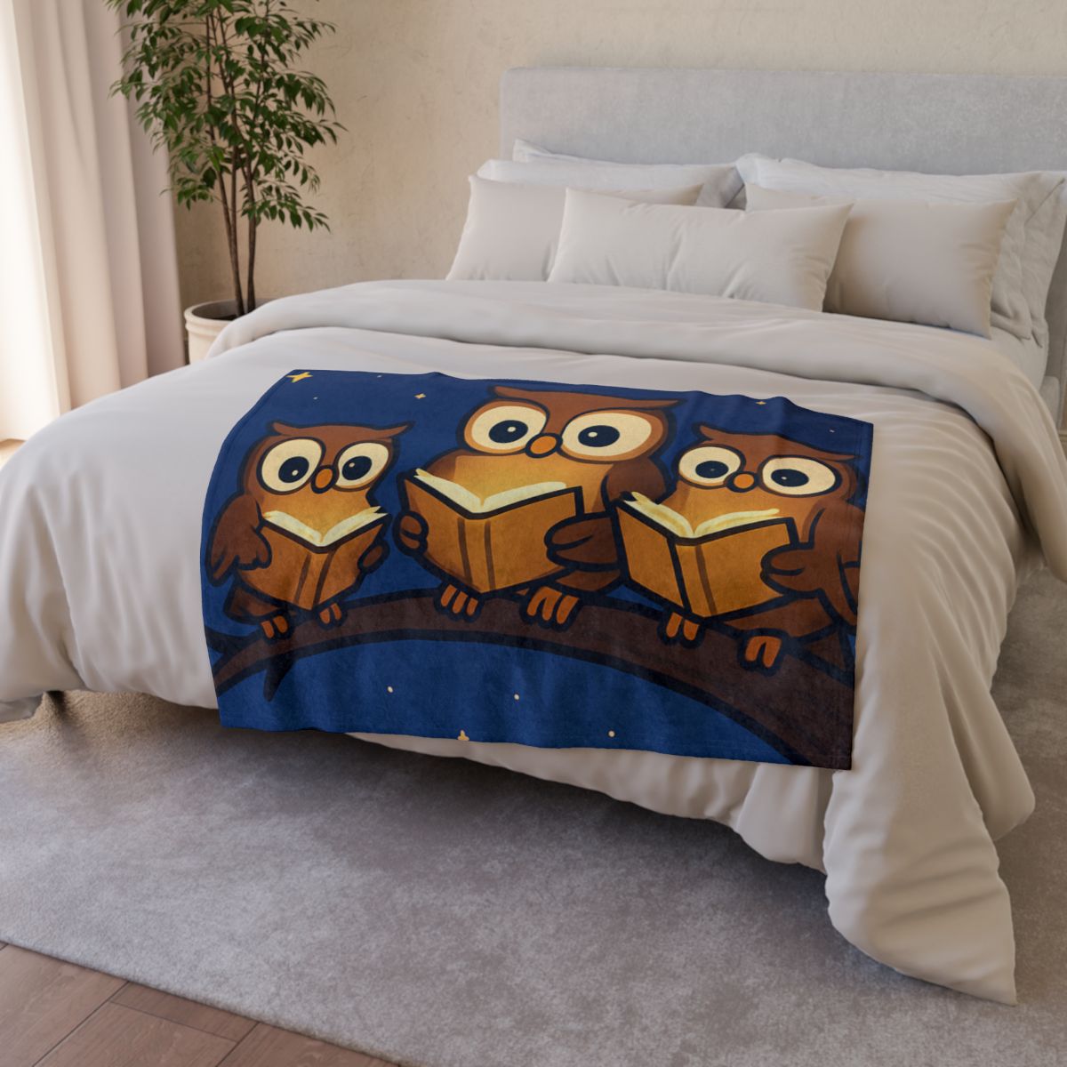 Moonlight Library Of Owls custom blankets