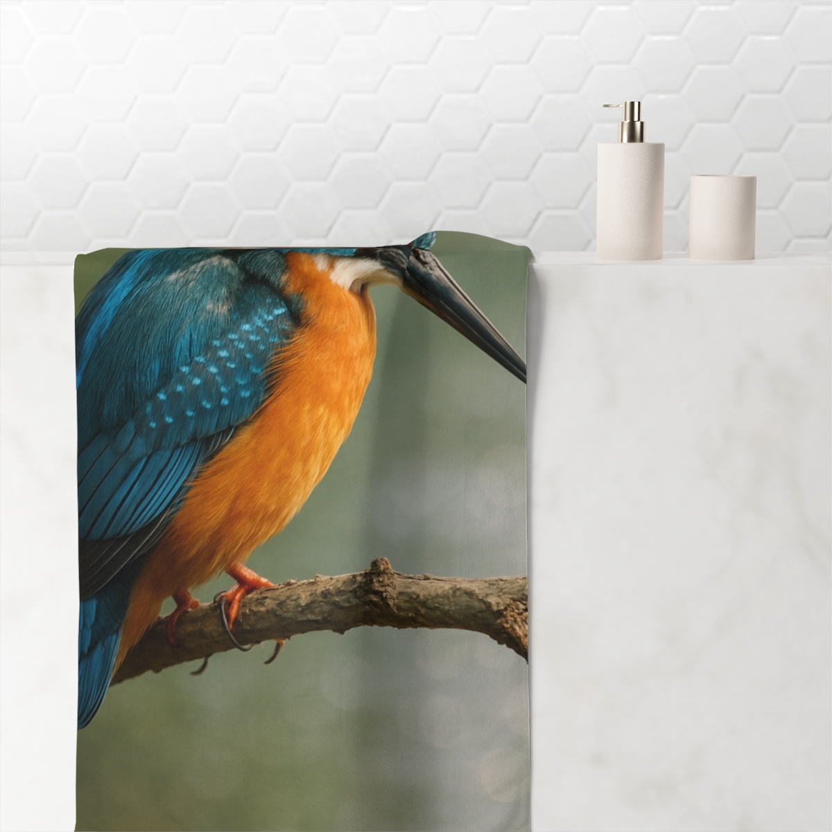 Sky Needle Common Kingfisher comfortable face towels